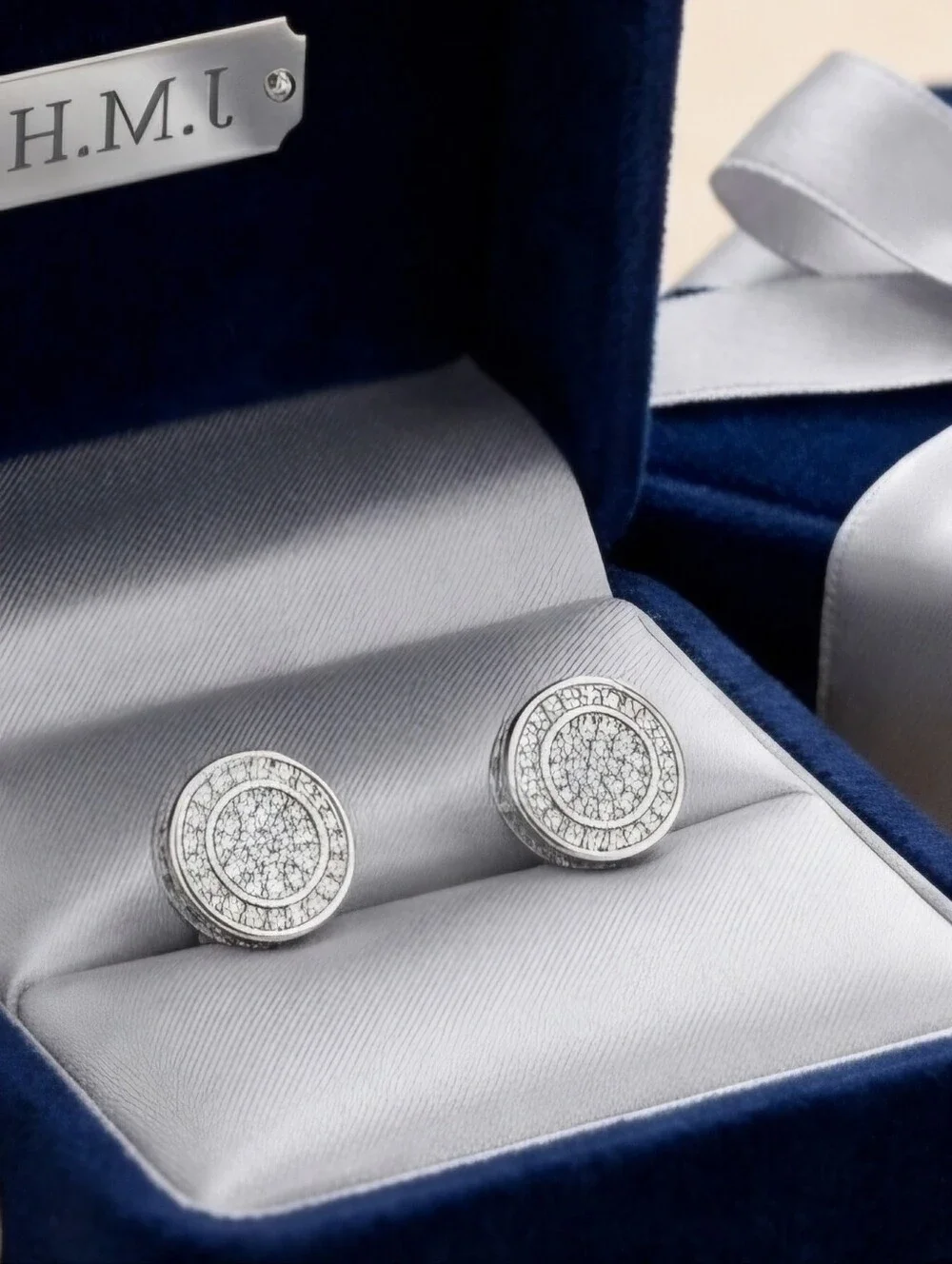 Mens Silver Micropave Earrings